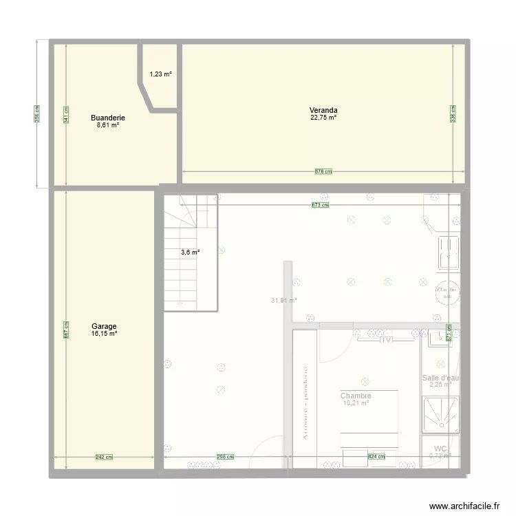 Maison RDC La Fleche. Plan de 