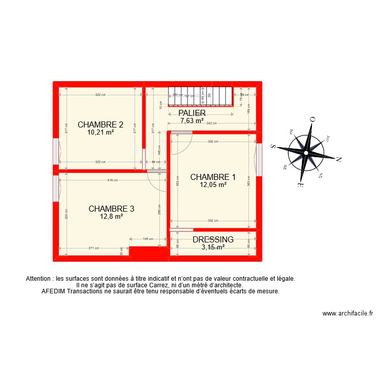 BI9251 ETAGE . Plan de 7 pièces et 47 m2