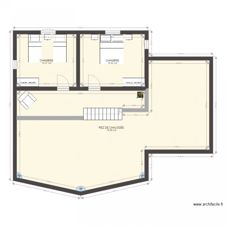 PLAN MEZZANINE1. Plan de 3 pièces et 109 m2