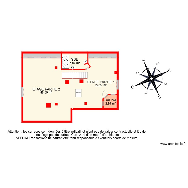 BI 6743 ETAGE . Plan de 9 pièces et 94 m2