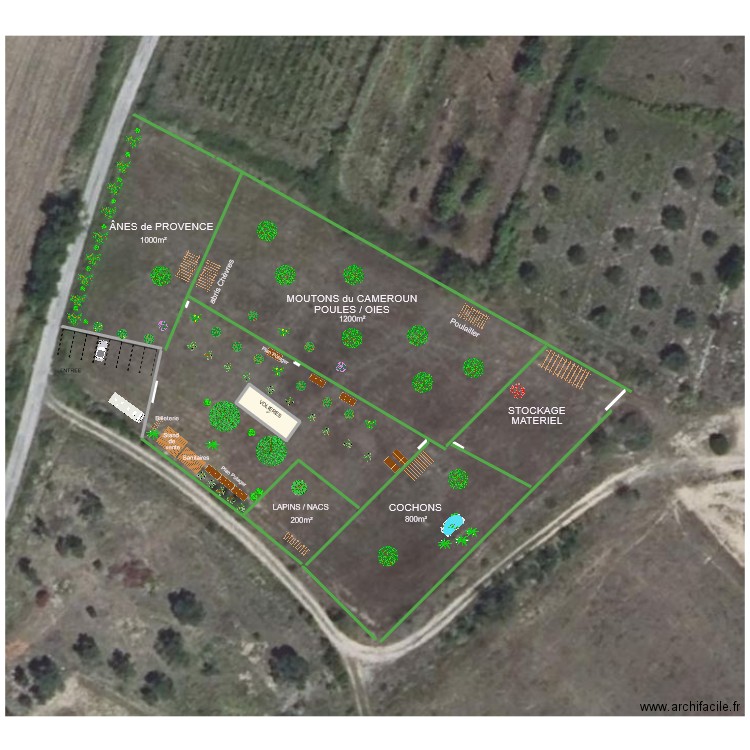 CAUX. Plan de 1 pièce et 50 m2