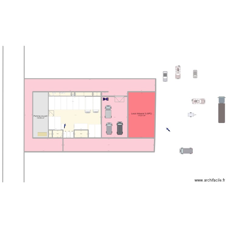 Atelier APC projet parking taille places. Plan de 13 pièces et 1321 m2