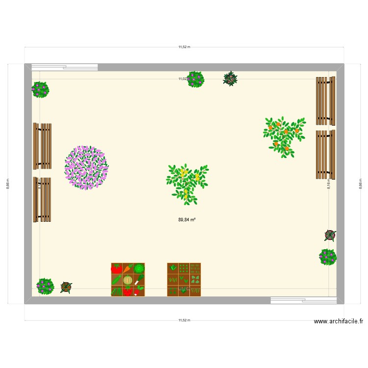 Jardin plan. Plan de 1 pièce et 90 m2