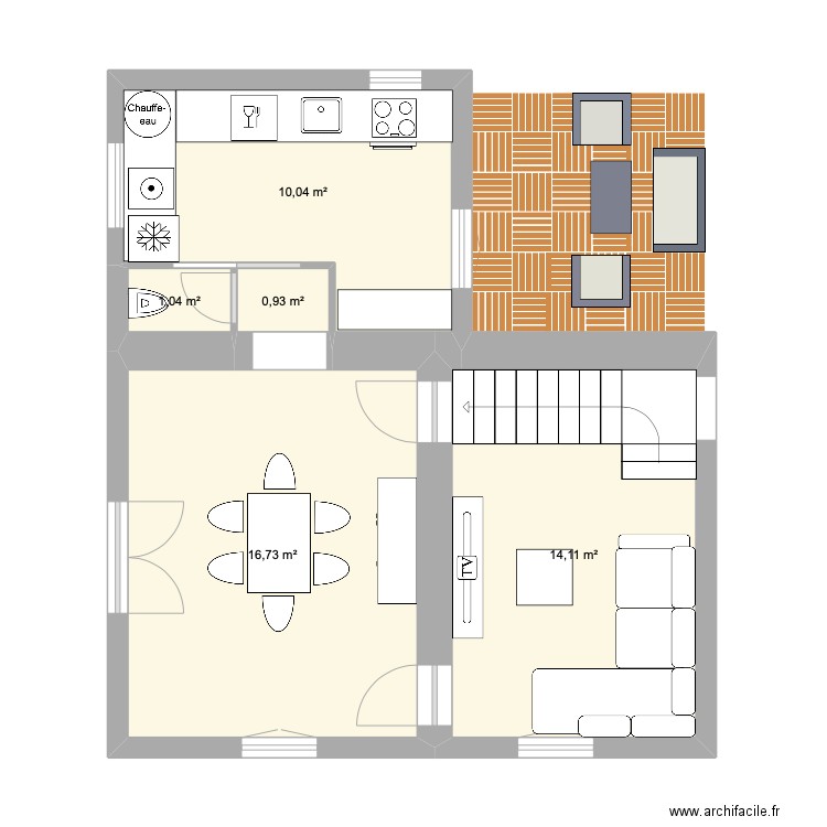 peuthite ghare variante. Plan de 11 pièces et 105 m2