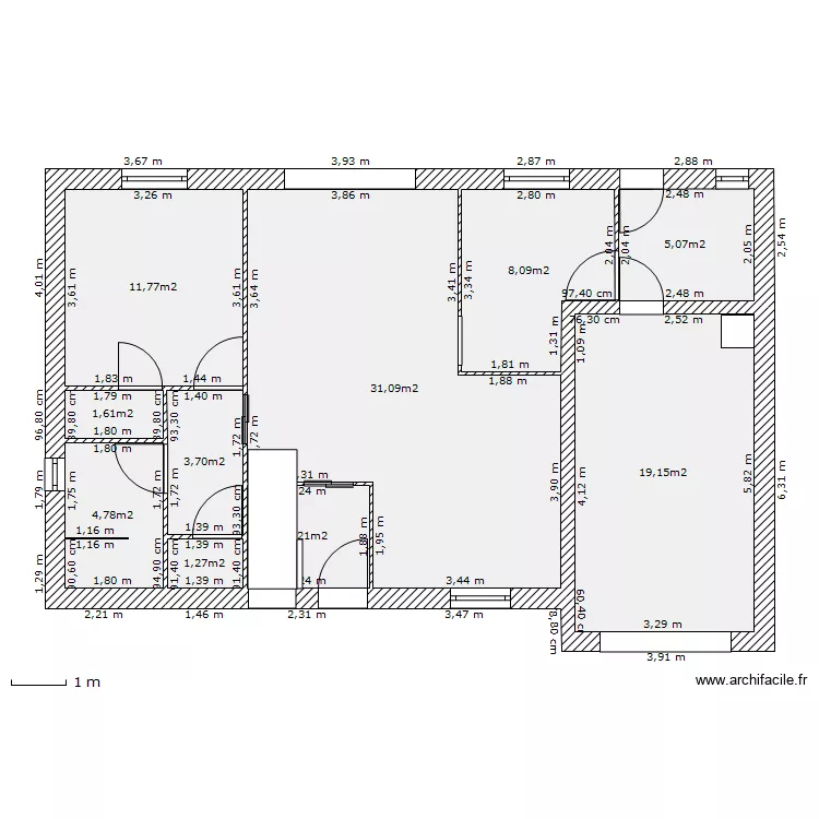 Maison 1 ch. Plan de 
