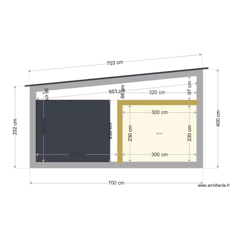 garage vue en coupe. Plan de 