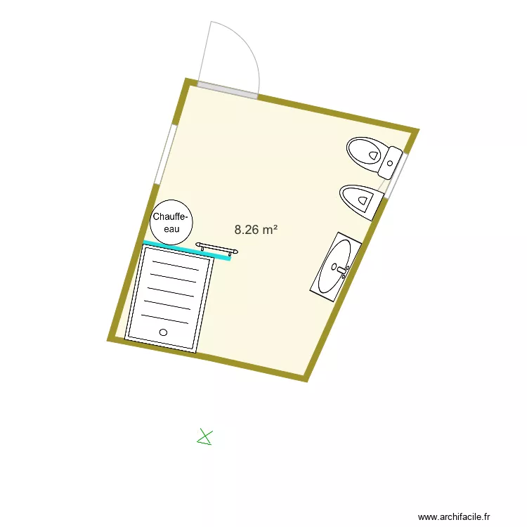 entr&eacute;e et salle de bains. Plan de 