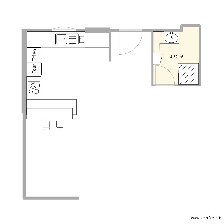 Maison détails. Plan de 1 pièce et 4 m2