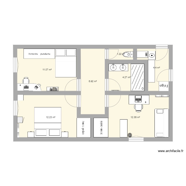 chambre 1. Plan de 0 pièce et 0 m2