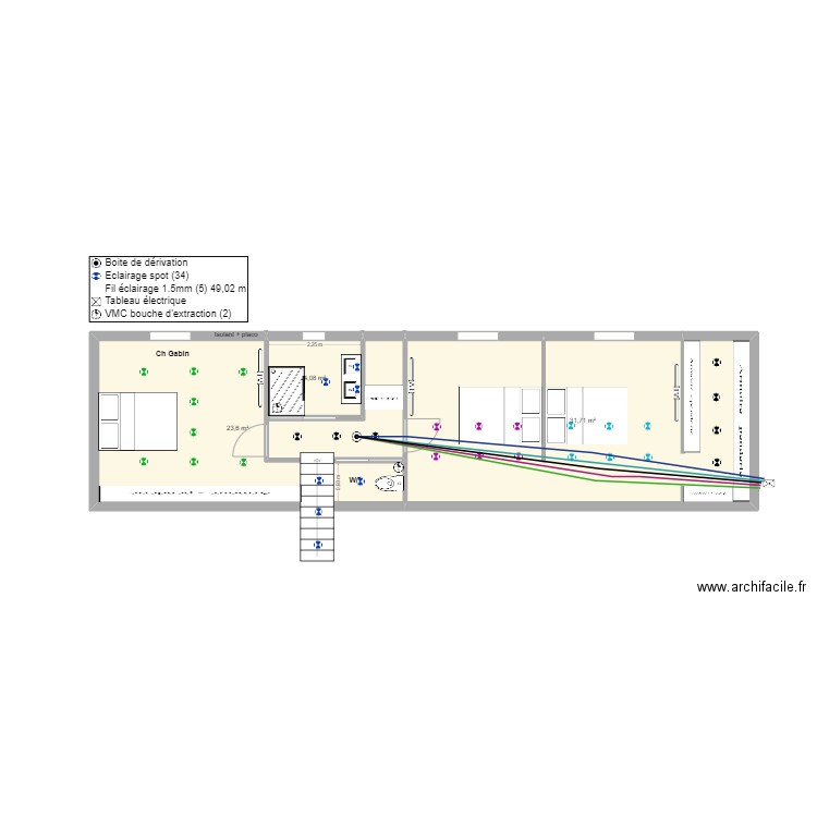 ZAZ étage Eclairage. Plan de 0 pièce et 0 m2