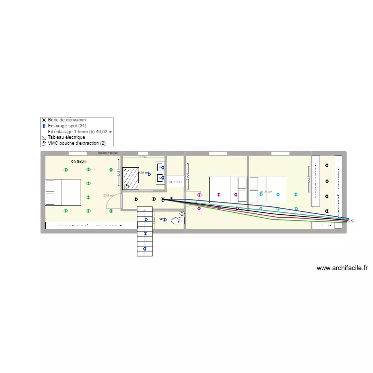 ZAZ étage Eclairage. Plan de ZAZ étage Eclairage. Plan de