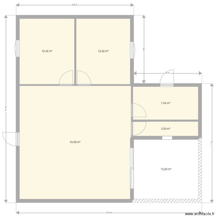 plain pied. Plan de 0 pièce et 0 m2