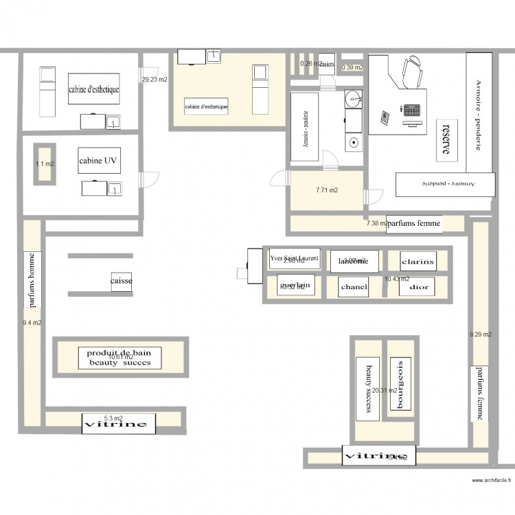 plan parfumerie. Plan de 0 pièce et 0 m2