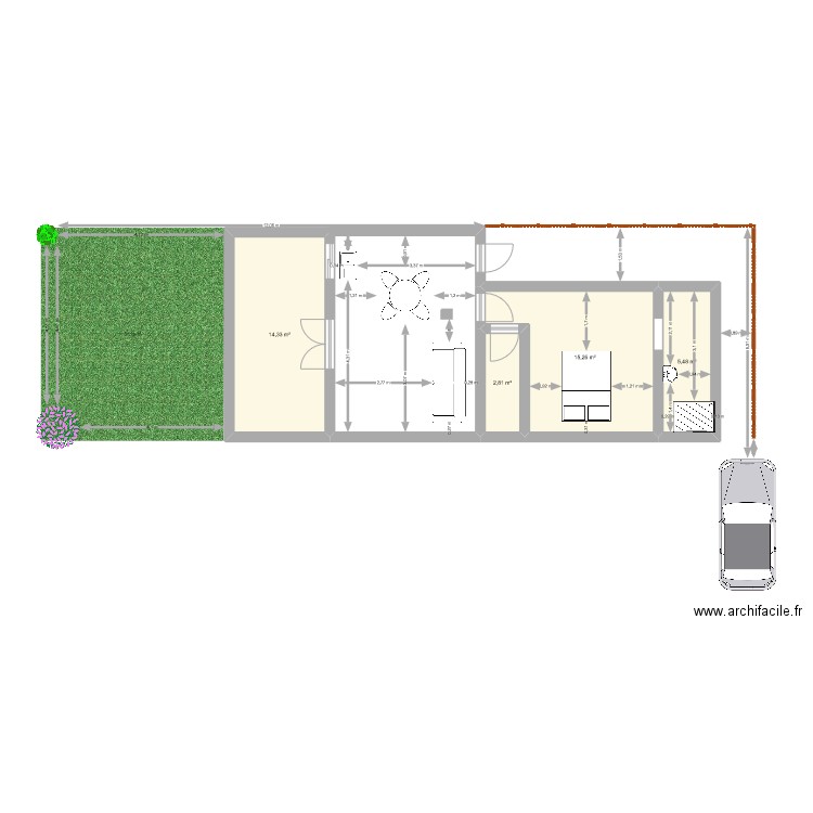 annexe eyguans. Plan de 4 pièces et 38 m2