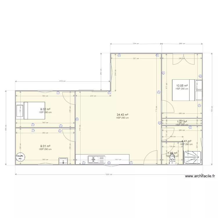 teulet gite 70m2. Plan de 