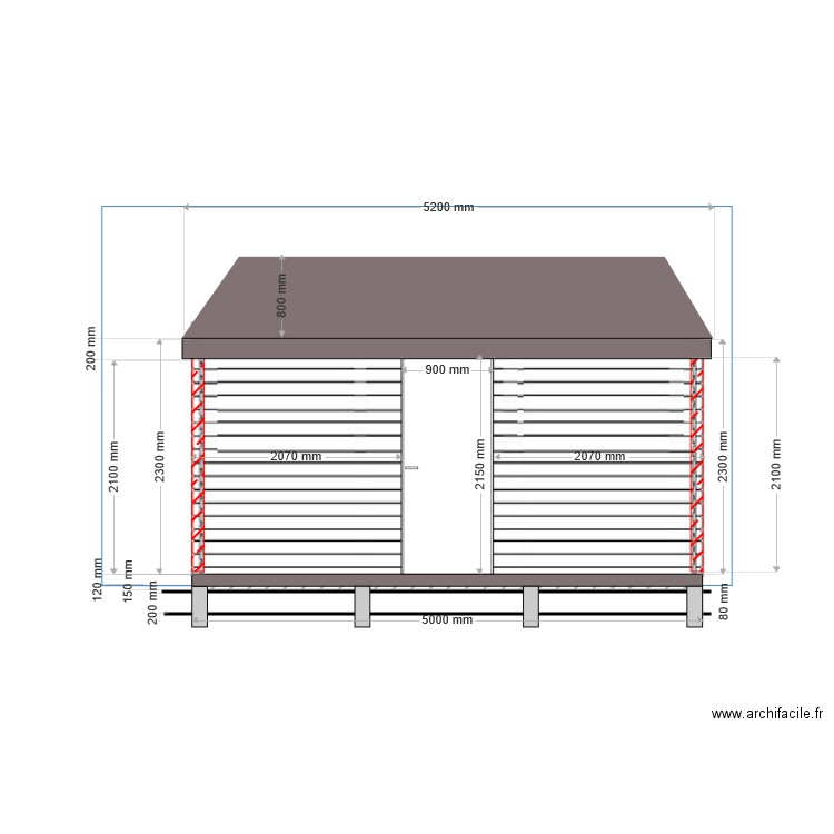 PLAN COUPE FACADE AVANT. Plan de 0 pièce et 0 m2