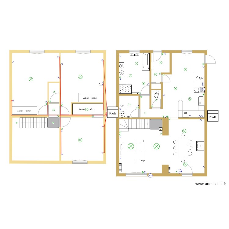 Plan maison 2 bis. Plan de 13 pièces et 172 m2
