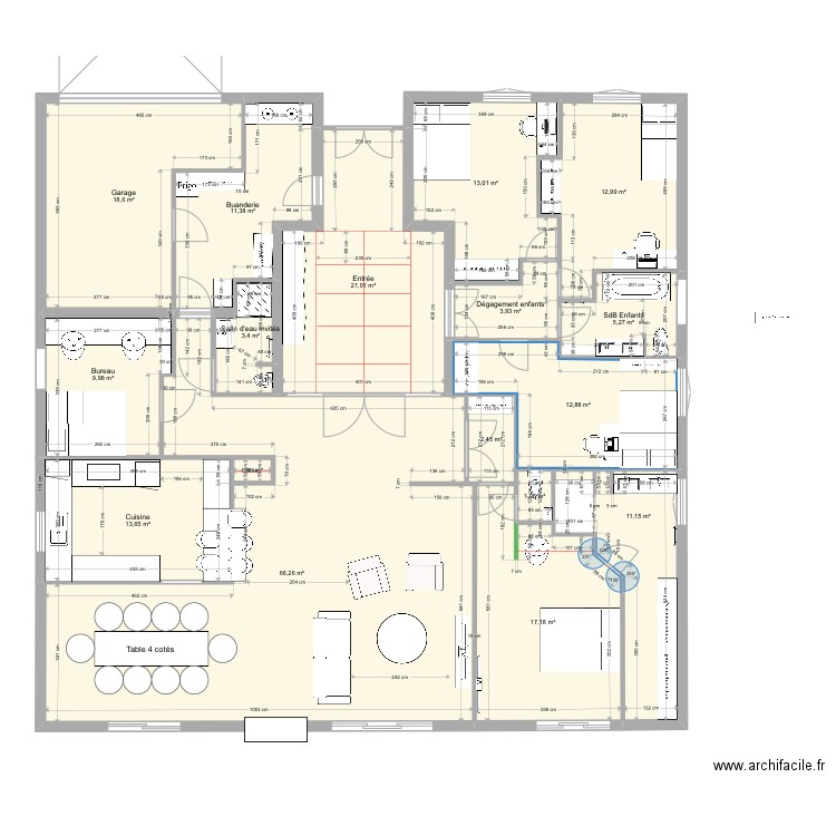 10 sq des Tilleuls OK Post évacuation avec mesures sur place. Plan de 17 pièces et 225 m2