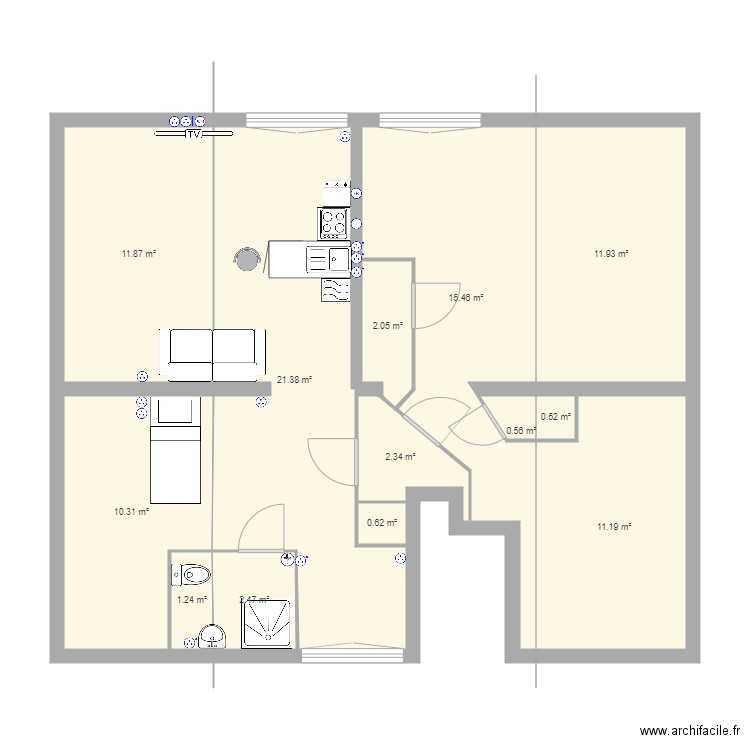 ELEC CHAMBRE GAUCHE. Plan de 0 pièce et 0 m2