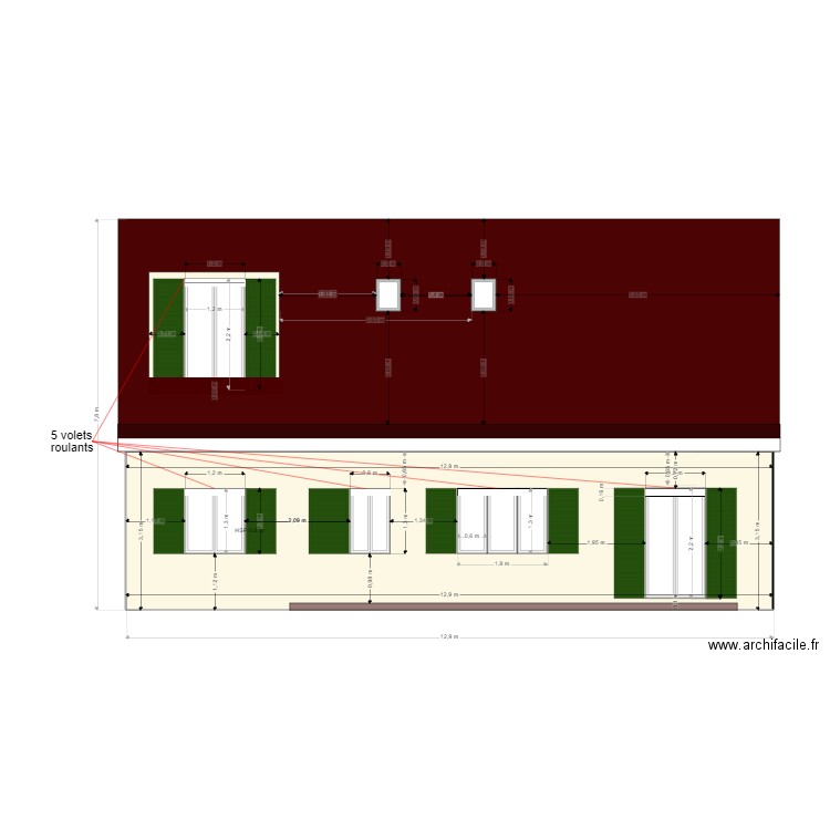 20210903 Facade arrière avec volets roulants. Plan de 0 pièce et 0 m2