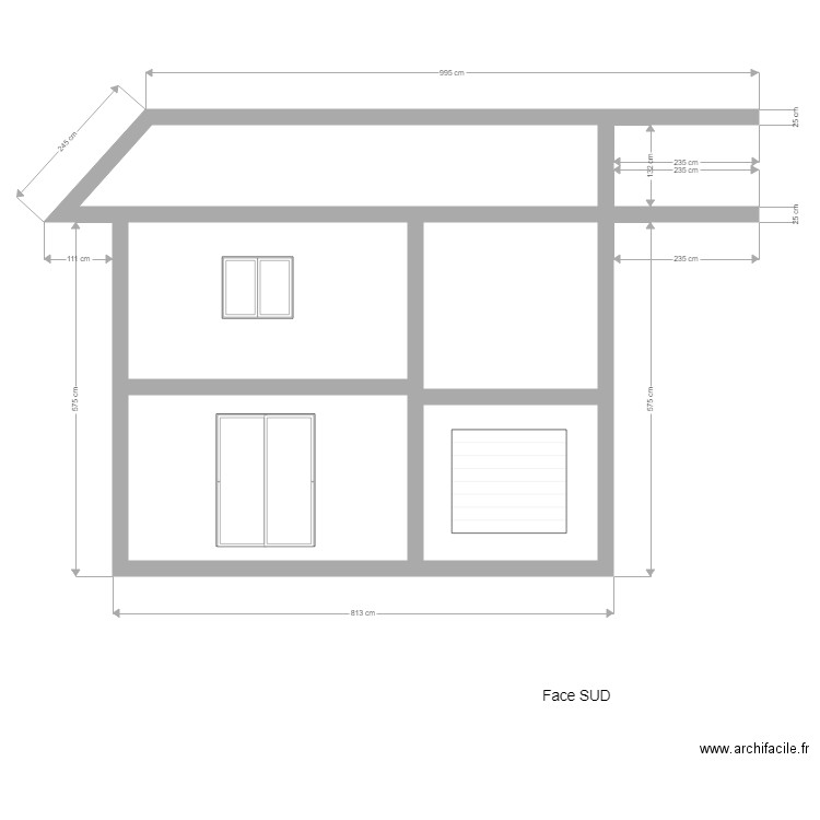 Plan de façade Face SUD. Plan de 0 pièce et 0 m2