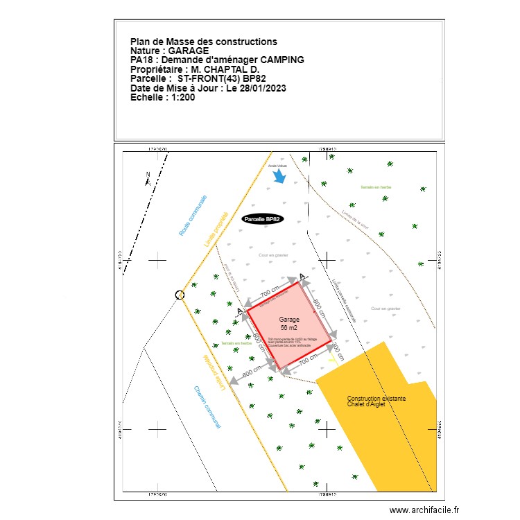 Plan de Masse Abris Voitures. Plan de 1 pièce et 54 m2