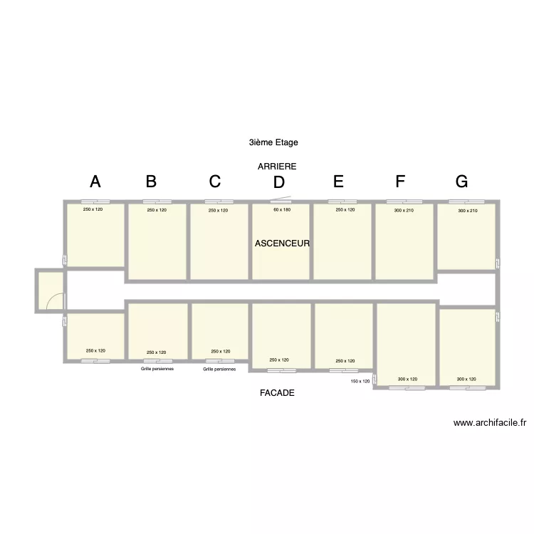 Ouvertures Chambres 3ieme. Plan de Ouvertures Chambres 3ieme. Plan de