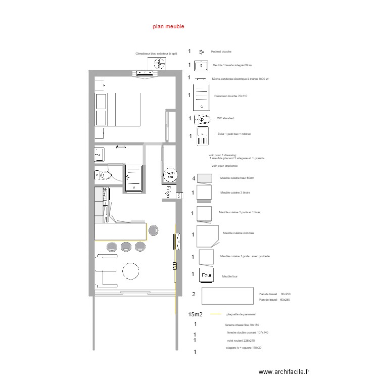 appart cap meuble sdb modif 4 ok. Plan de 2 pièces et 28 m2