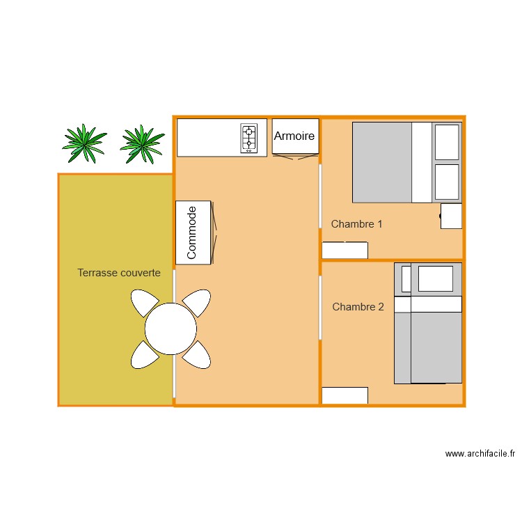 Bungalow toilé 4 personnes. Plan de 0 pièce et 0 m2