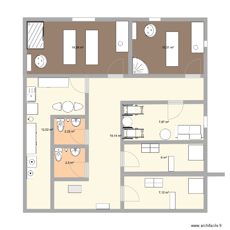 Spa . Plan de 9 pièces et 82 m2