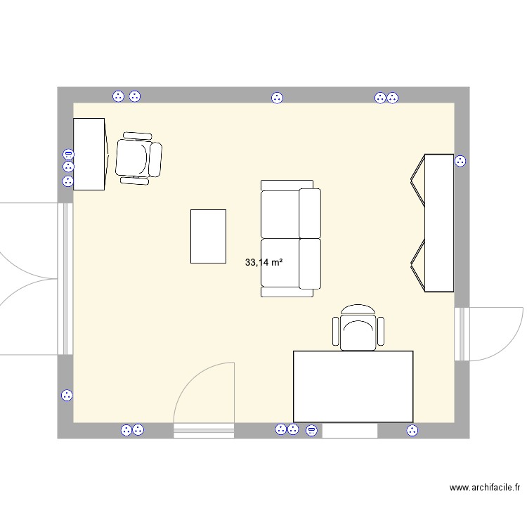 Bureau Lucco. Plan de 1 pièce et 33 m2
