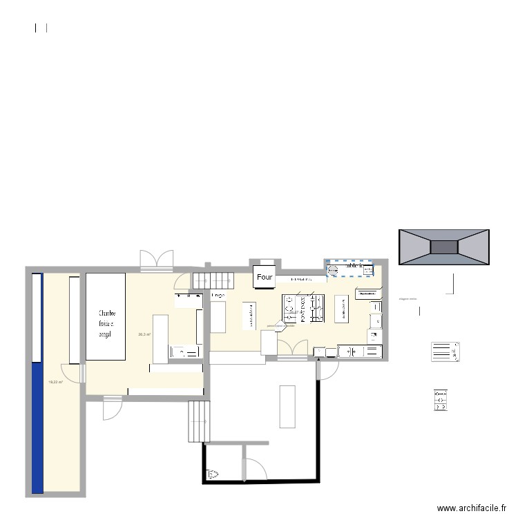 maison michaud cuisine 2. Plan de 3 pièces et 72 m2