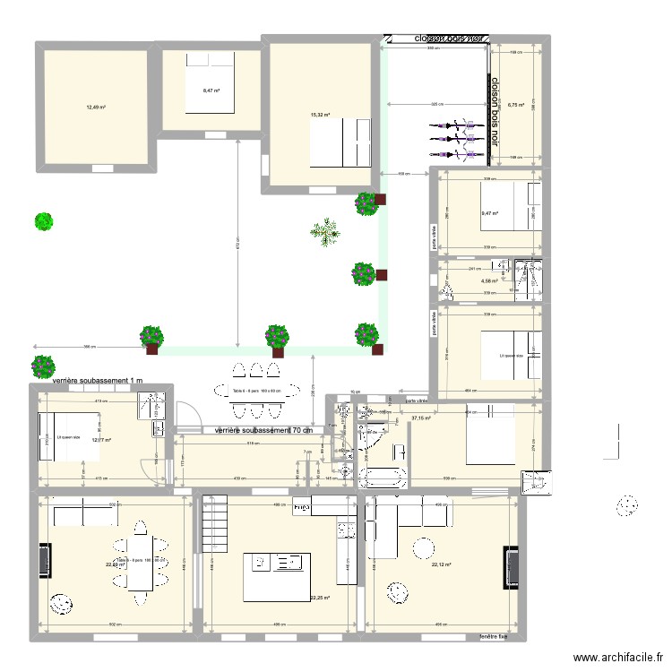 Noirmout 11 sans étage. Plan de 12 pièces et 196 m2