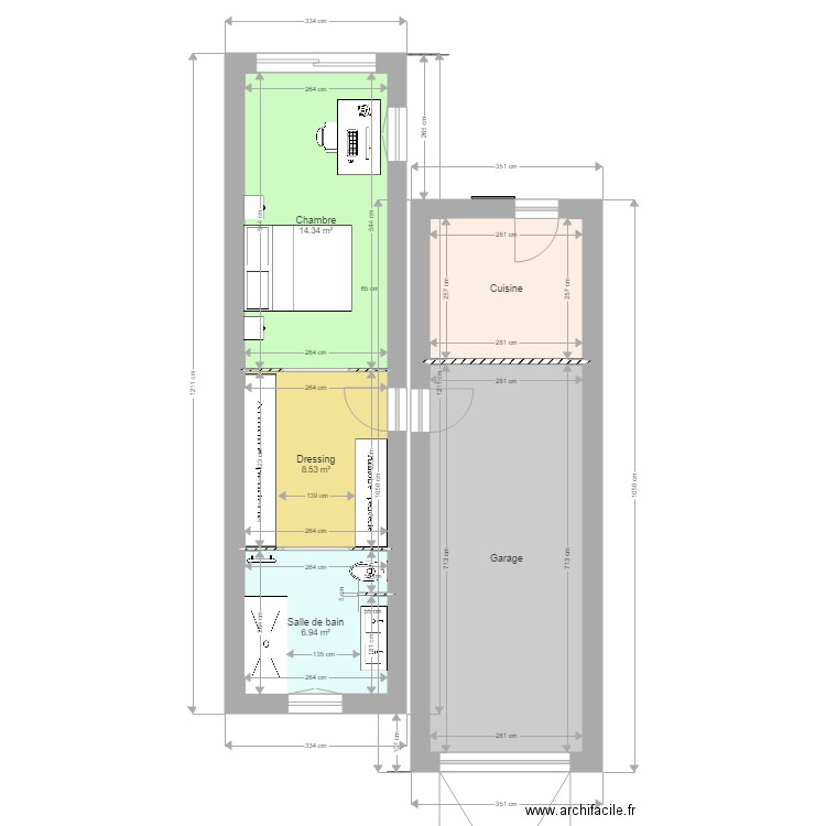 Emilie et Benjamin 7. Plan de 5 pièces et 57 m2