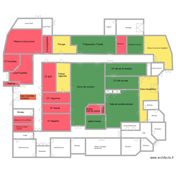 Cuisine Rezé mieux. Plan de 49 pièces et 1348 m2