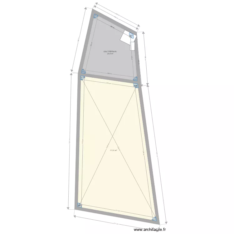 emprise  maison et WC ext&eacute;rieur sur le terrain . Plan de 