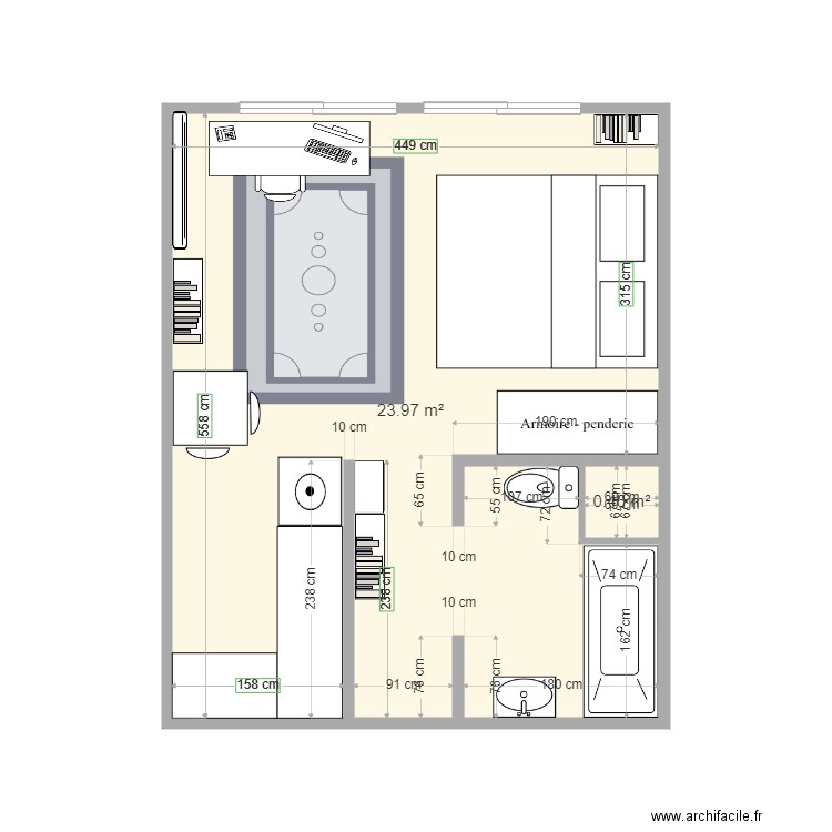 PLAN appartement vraies mesures V3. Plan de 0 pièce et 0 m2