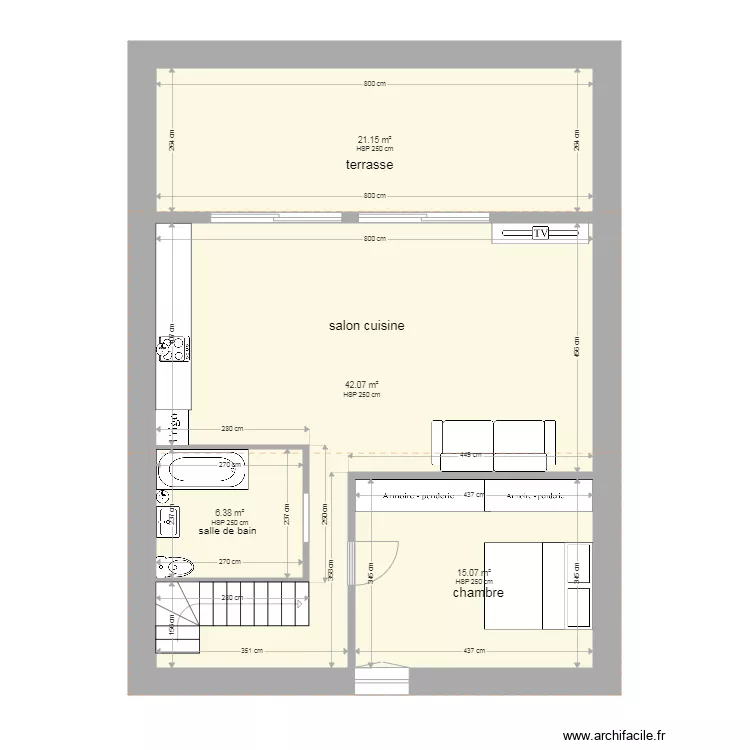 combles lascours. Plan de 
