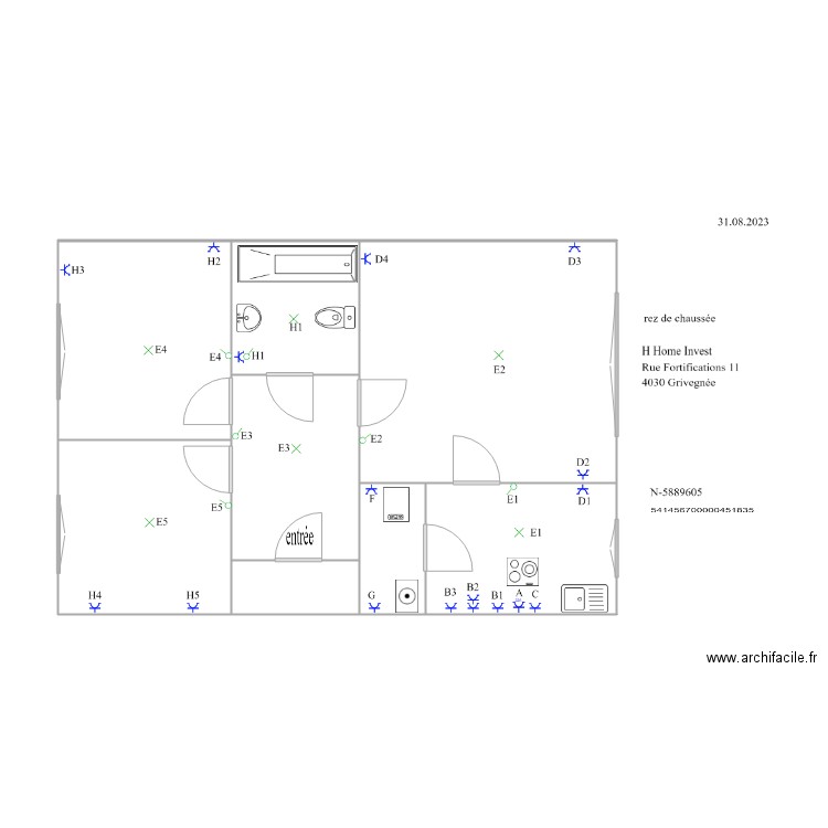 fortificocion 11. Plan de 8 pièces et 60 m2