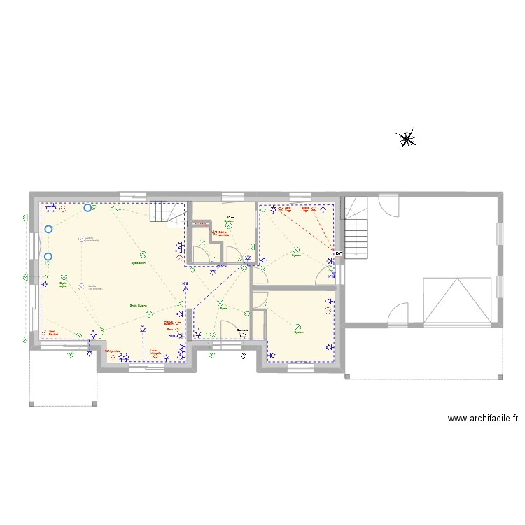 Electricité Réz de Chaussée. Plan de 0 pièce et 0 m2