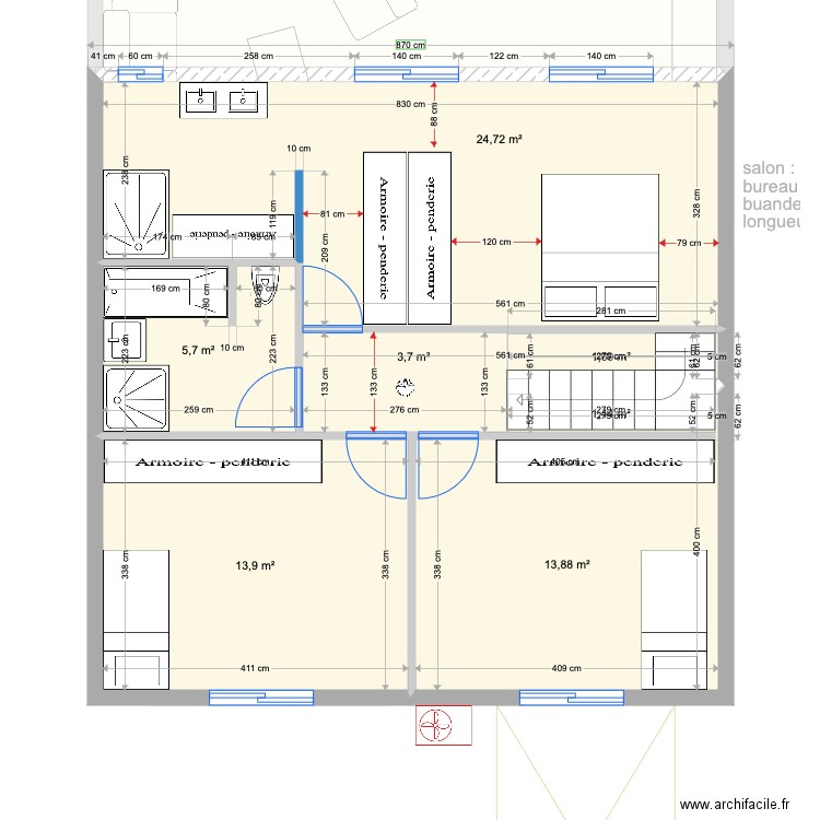 PG rdv. Plan de 13 pièces et 148 m2