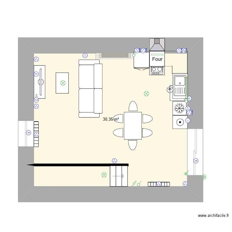 etage 2 st nicolas. Plan de 1 pièce et 30 m2