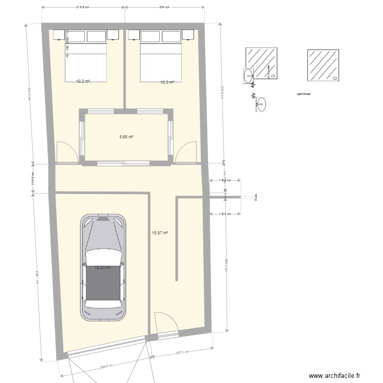 projet V6. Plan de 5 pièces et 62 m2