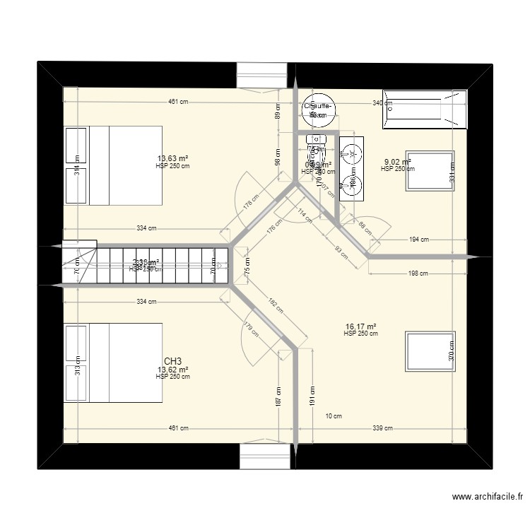 BREGILLE_R1. Plan de 6 pièces et 56 m2