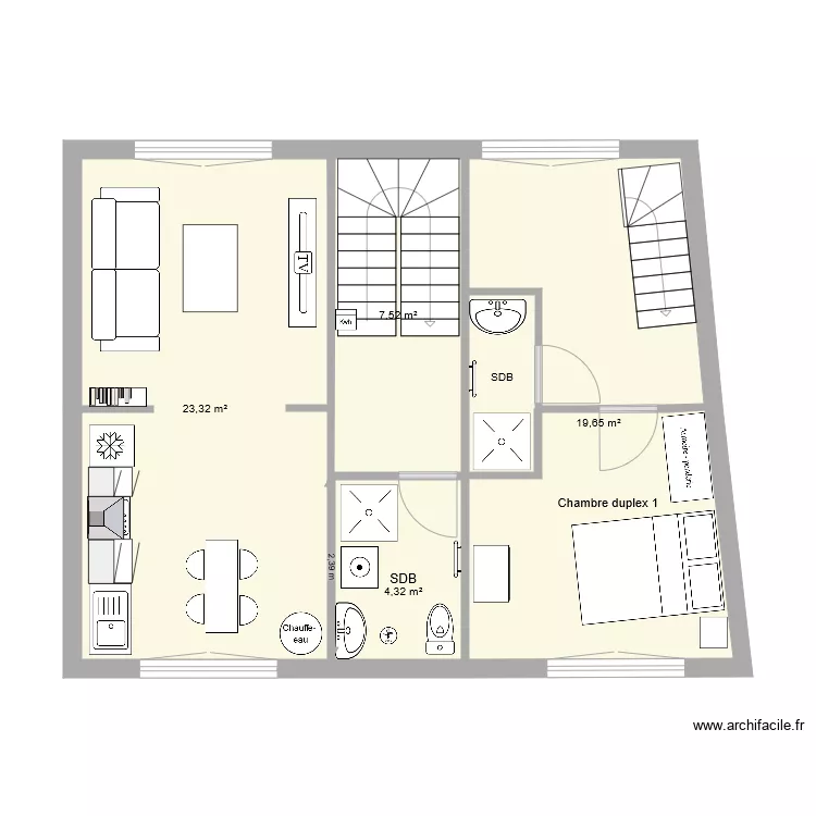 Plan duplex &eacute;tage octobre 2021. Plan de 