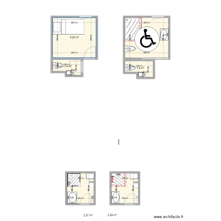 salle de bain tillet. Plan de 6 pièces et 21 m2