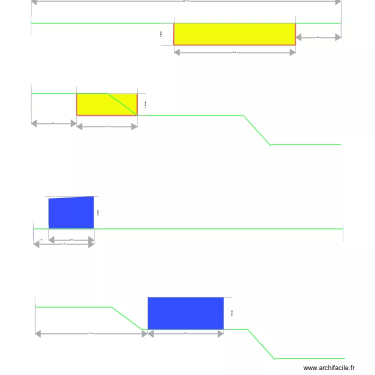 DP3 Plan en coupe du terrain et de la construction. Plan de 