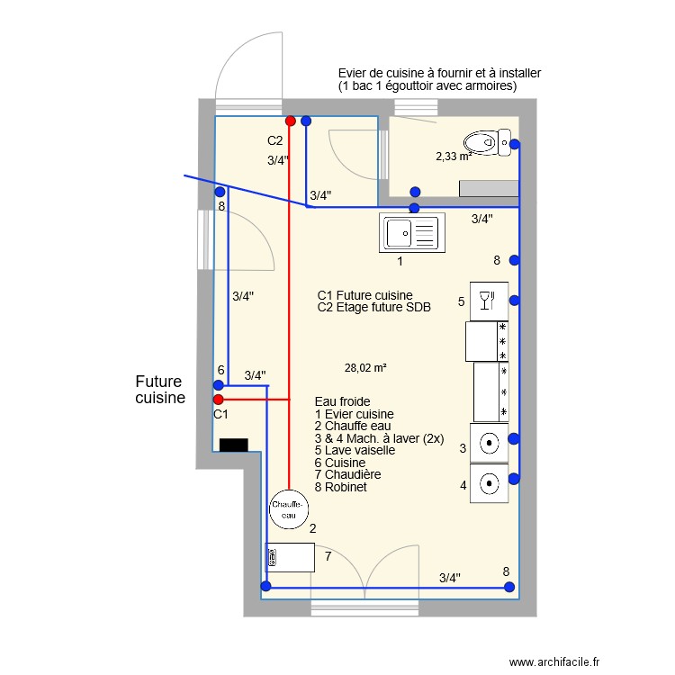 Etable plomberie nouveau. Plan de 0 pièce et 0 m2