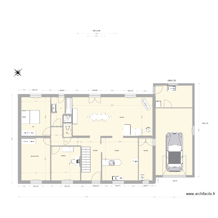 Existant  Tireau. Plan de 0 pièce et 0 m2