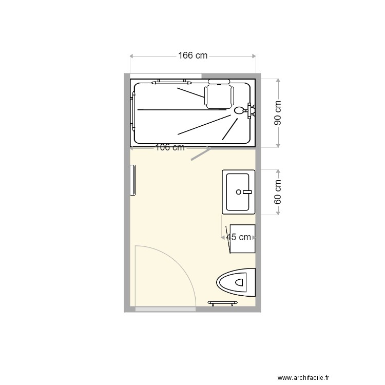 Plan apres travaux Cadiou. Plan de 1 pièce et 5 m2